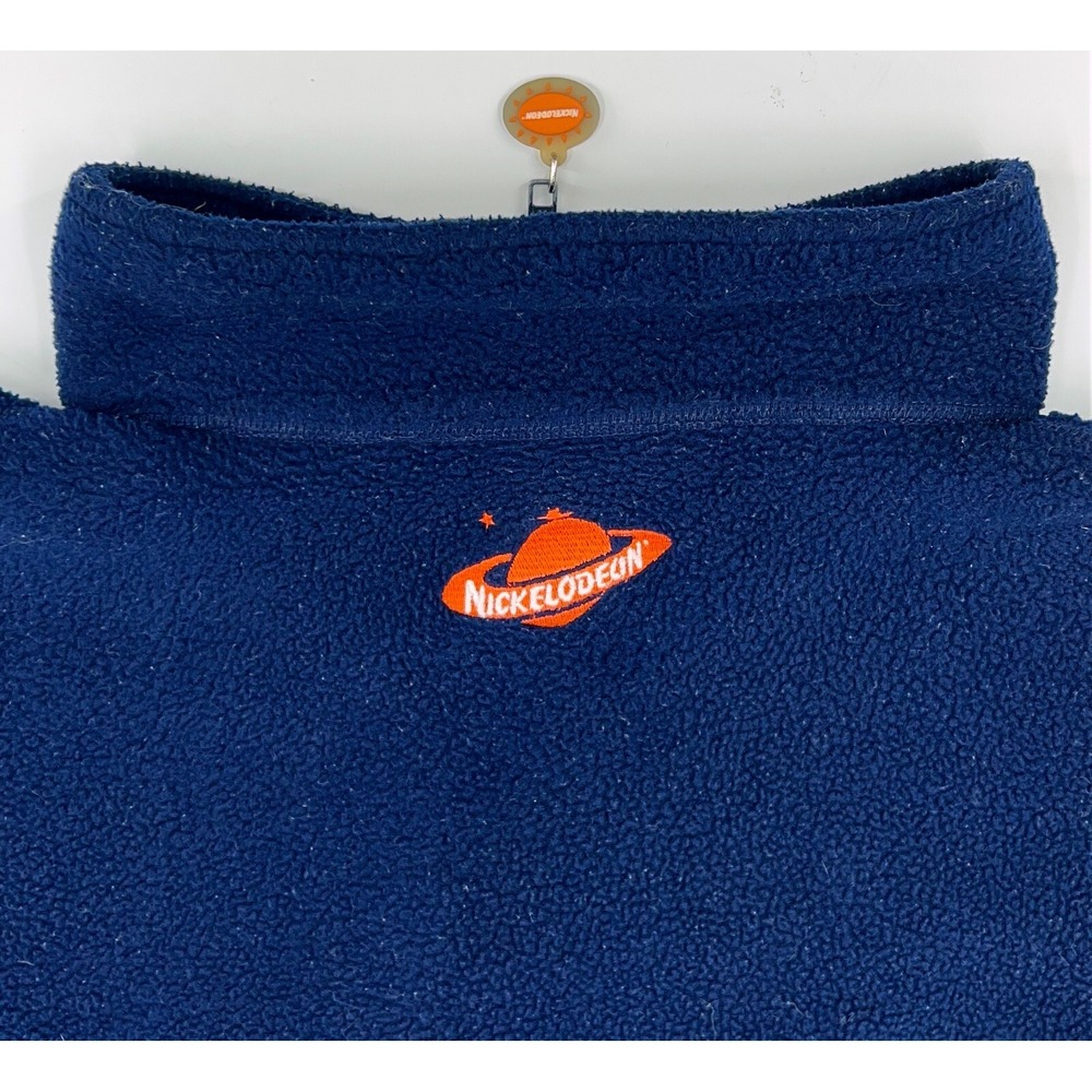 vintage NICKELODEON 1/4 Zip Fleece Pullover Jacket LARGE Sweater‎ Cast Crew